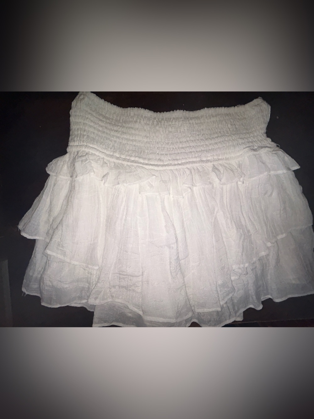 DO+BE White Smocked Lace-Trim Mini Skirt